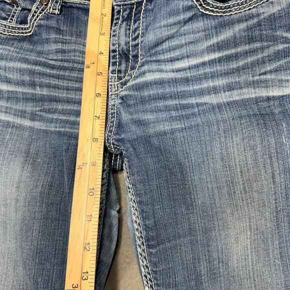 BKE Payton Jeans Womens 32x30 Low Boot Stretch Ripped Western Medium Wash Denim - Picture 7 of 15